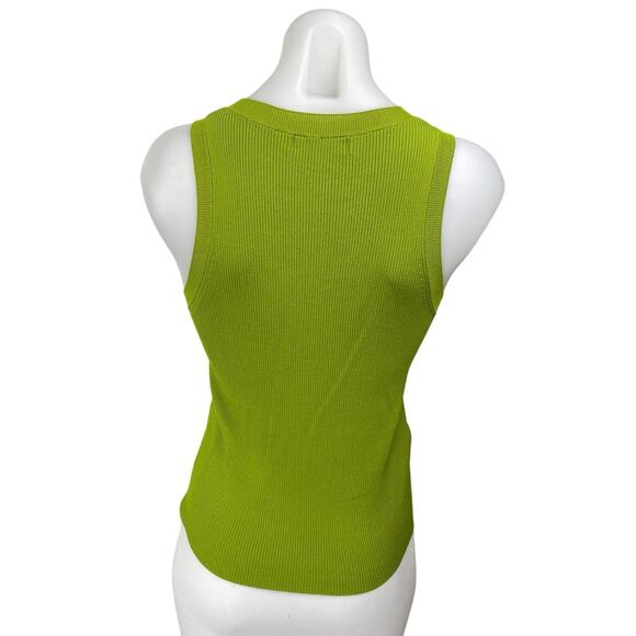 MNG Mango Women's Green Ribbed Knit Crew Neck Sleeveless Sweater Tank Top Size M - Picture 2 of 4
